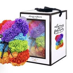 Flower Bear Rainbow,Always And Forever .New In Box. Perfect Gift. Romantic