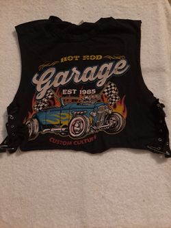 Hot Rod Garage Crop Top Sleeveless Shirt