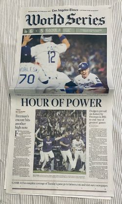 Freddie Freeman Bobblehead 7/6 + LA Times Newspaper 10/29/2025 • LA Dodgers