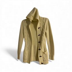 Beige/yellow Hooded and long Cardigan 