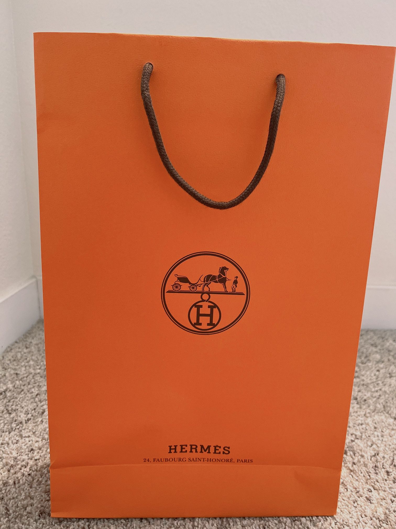 Brand New Large Hermes Paper Bag L12W4H17.5 Inch