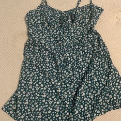 Womens Medium Green Floral Romper 