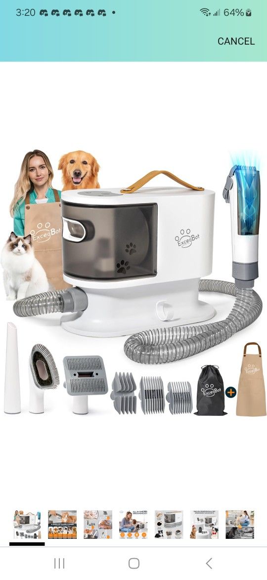 Dog Grooming Vacuum, Dog Grooming Kit 12kPa Suction Hair Remover Low Noise Pet Brush Vacuum Collects 99% Hair, 2L Dust Cup, 5 Proven Grooming Tools fo