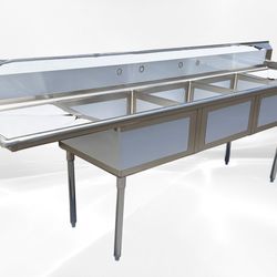 NSF120 in Stainless Steel 3 Compartment sink S3C242412-24LR-318