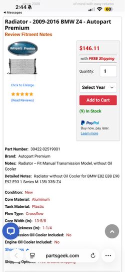 Bmw radiator never used no need to wait pick up asap