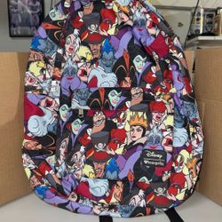 Disney Villains Backpack Canvas Multi-Character Zipper 