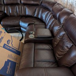 Leather  Sectional Reclining Couch