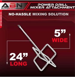 ABN Power Drill Mixer Attachment - Paint, Cement, Grout, Thinset Material Bucket Mixer 5in x 24in