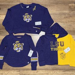 LSU Tigers NCAA Football Vintage Logo 3 Clothing Item Bundle Girls 7-8 Small