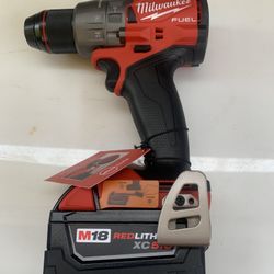 Milwaukee M18 FUEL 18V Lithium-Ion Brushless Cordless 1/2 in. Hammer Drill/Driver  And  Battery 5.0 All New 