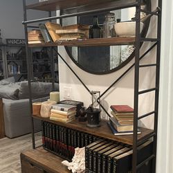 RH Style Rustic/Industrial Bakers Rack, Bookshelf