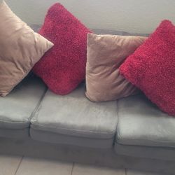 7 Piece Ashley's Furniture Sofa Set With recliner Included. Two Solid Wood Floral Print Chair.