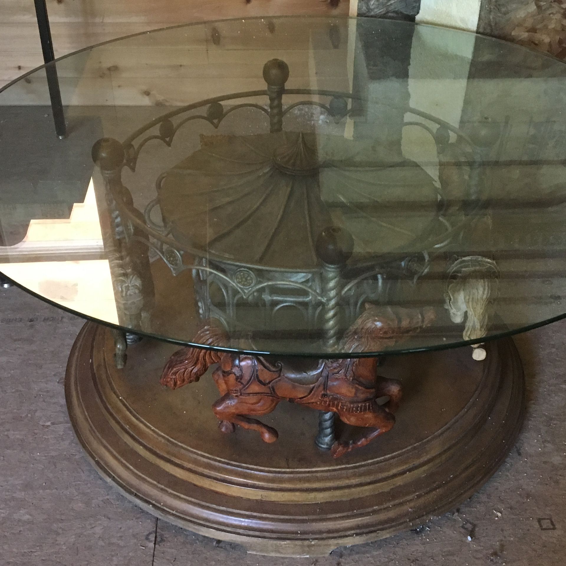 Carousel Coffee Table With Glass top 