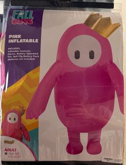 Pink fall guys inflatable costume