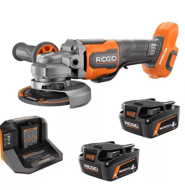 RIDGID 18V Brushless Cordless 4-1/2in Angle Grinder With Extra Batteries