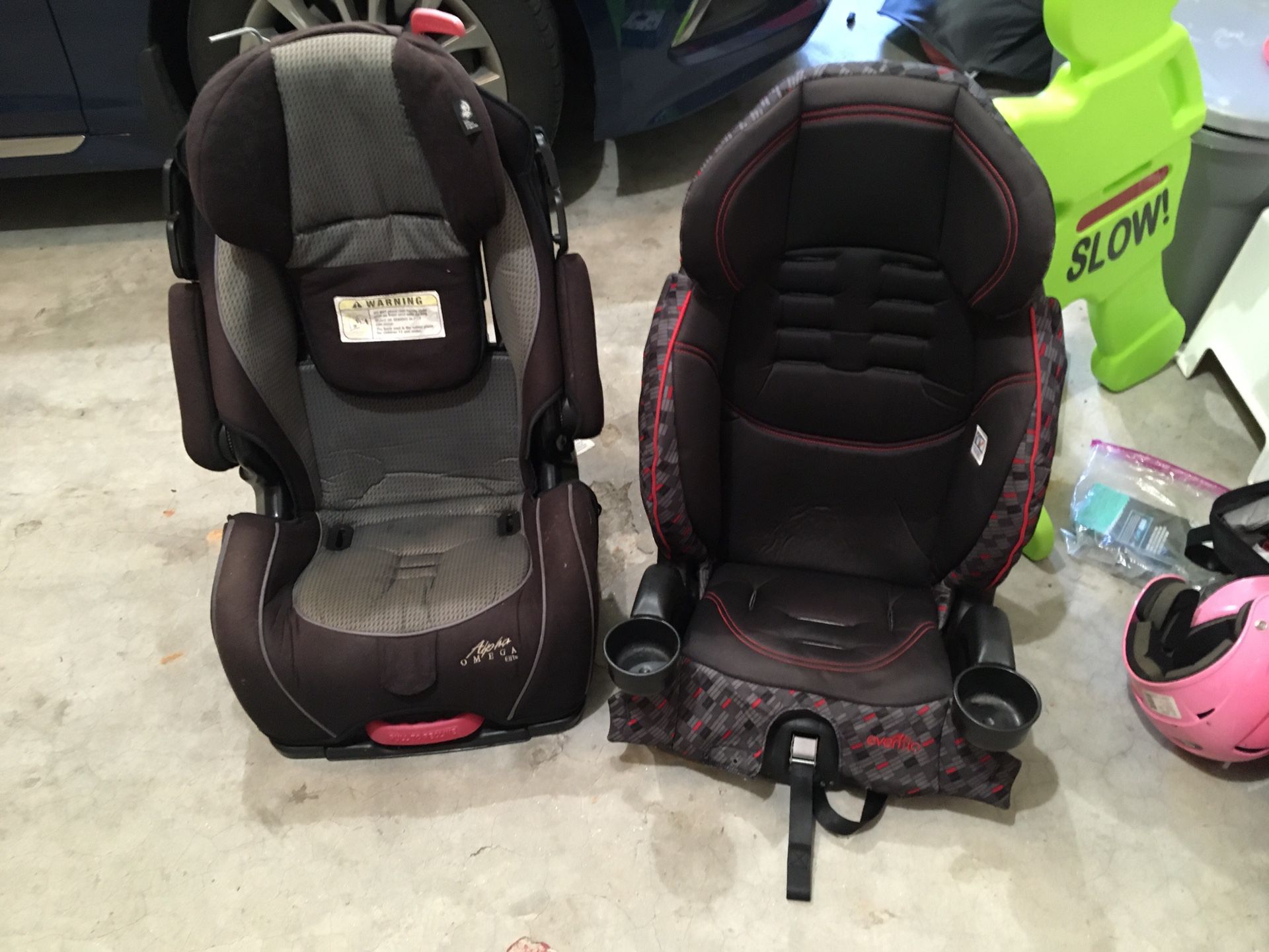Two high back booster seats