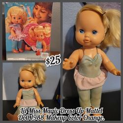 Vintage Li Miss Magic Dress Up Mattel Doll 1988 Makeup Color Change