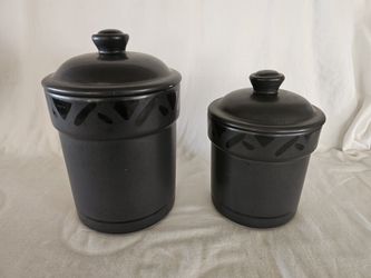 Pfaltzgraff Midnight Sun Black Canister Set With Lids 10" and 8"