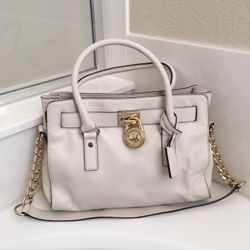Michael Kors white leather handbag