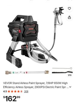 VEVOR Stand Airless Paint Sprayer, 7/8HP 650W High Efficiency Airless Sprayer, 2900PSI Electric Paint Sprayer Machine Extension Rod and Cleaning Kits