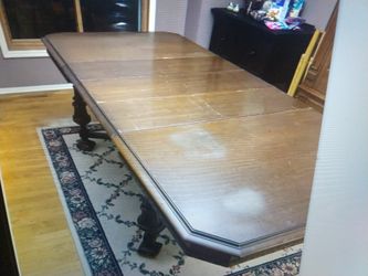 Oak Dining Table Refinished Top 2 Leaves