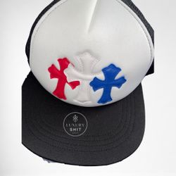 Chrome Hearts Trucker Hat – Red/White/Blue Cross Patch