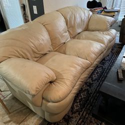 White Leather Couch And Chair