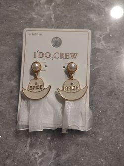 Country Cowgirl Bride Earrings Cute Pierced( New) little glue mark you can't see