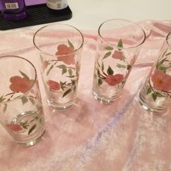 4 Franciscan Ware Desert Rose Glasses