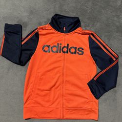 Boys Adidas Orange/Navy Blue Jacket (Size: 7)