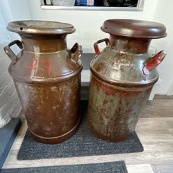 2 Large Vintage Milk Cans