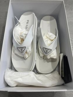 Prada White Platform Thong Sandals
