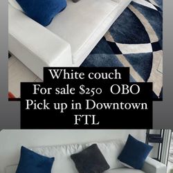 White Faux Leather Couch For Sale 