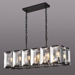 Black Crystal Rectangle Chandelier Pendant Light