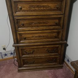 54.5 Inch x 36 Inch 5 Drawer Maple Wood Dresser 