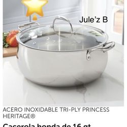Princess House Olla De 16 Qts Tri-ply Nueva En Su Caja 