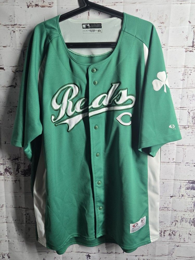 MLB Cincinnati Reds Stitched St Patricks Day True Fan Baseball Jersey Green XL