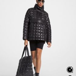 Michael Kors Stirling Studded Quilted Ciré Popover Jacket Size XL