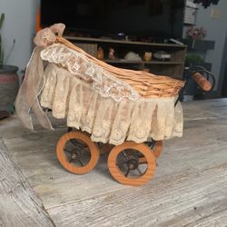 Rustic Wooden Baby Carriage Decor