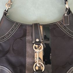 Classic Coach Black Shoulder Bag With Hook Closure.  Beautiful and elegant new condition.
