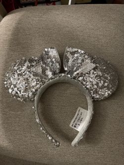 Silver Sequin Minnie Mouse Ears Headband