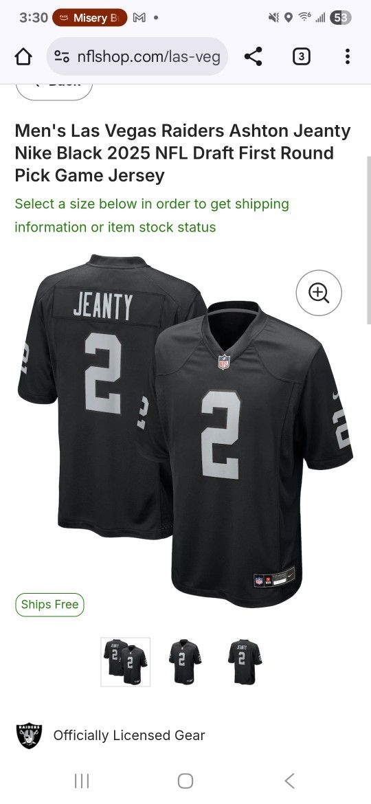 Ashton Jeanty Raiders Jearsy 