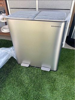 SONGMICS Dual Compartment Step Trash Can