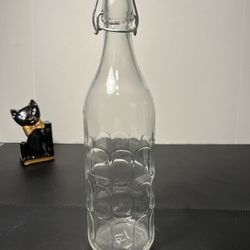 Bormioli Rocco 1990 Moresca 19 Swing Top Stopper Clear Glass Bottle Italy, 12.5”