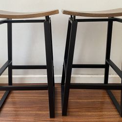 Pair of Wooden Bar/Dining Stools