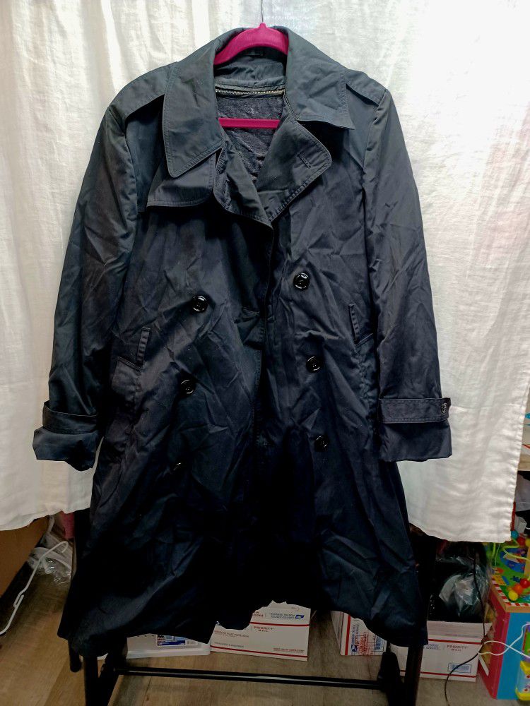 All Weather Man's Army Black Trench Coat With Liner