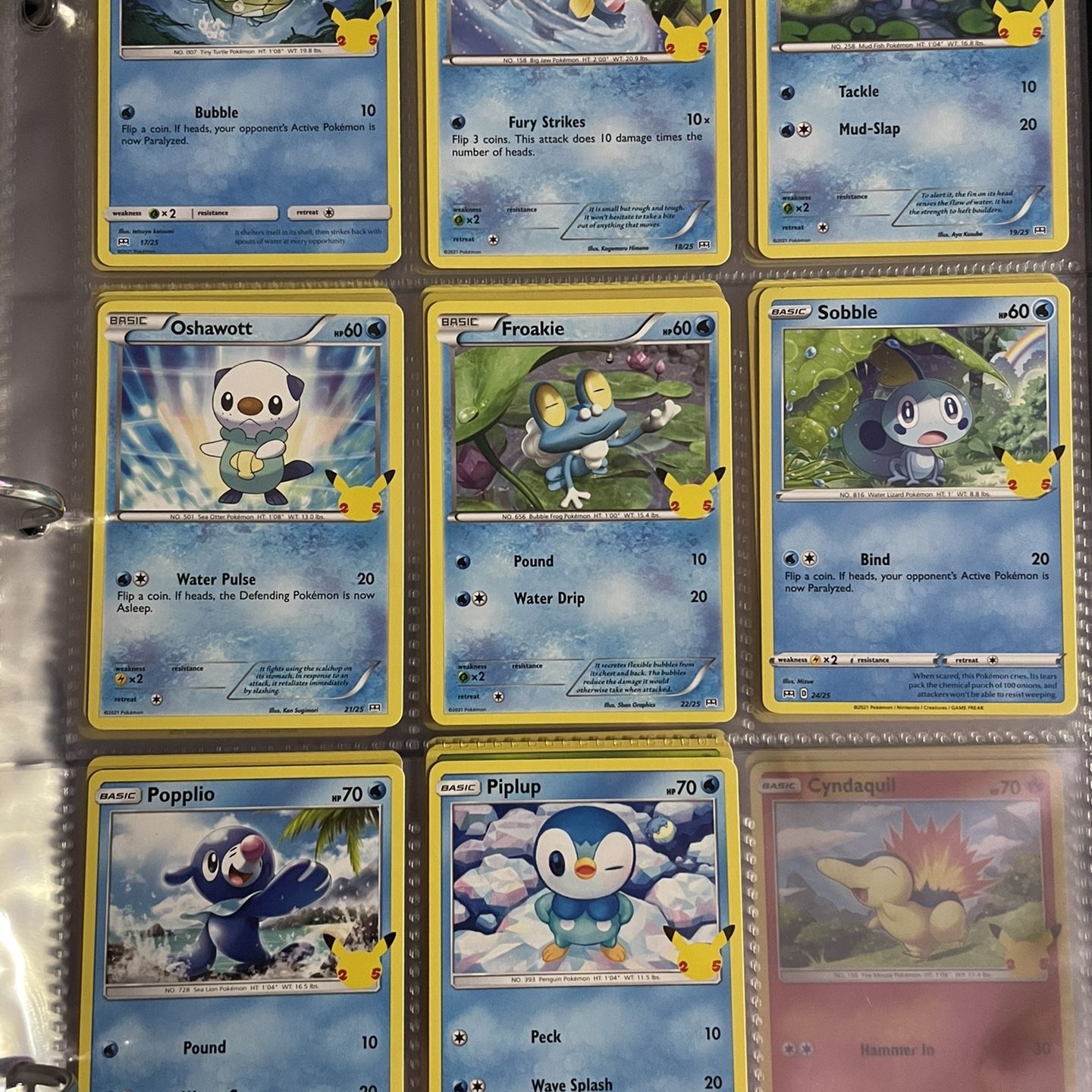 Full Set Of Water Pokemon Cards 25 Year Anniversary