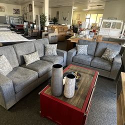 Sofa And Loveseat In Grey 