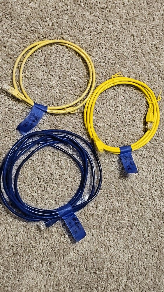 3 foot, 5 foot, 10 foot Ethernet CAT 5e cables