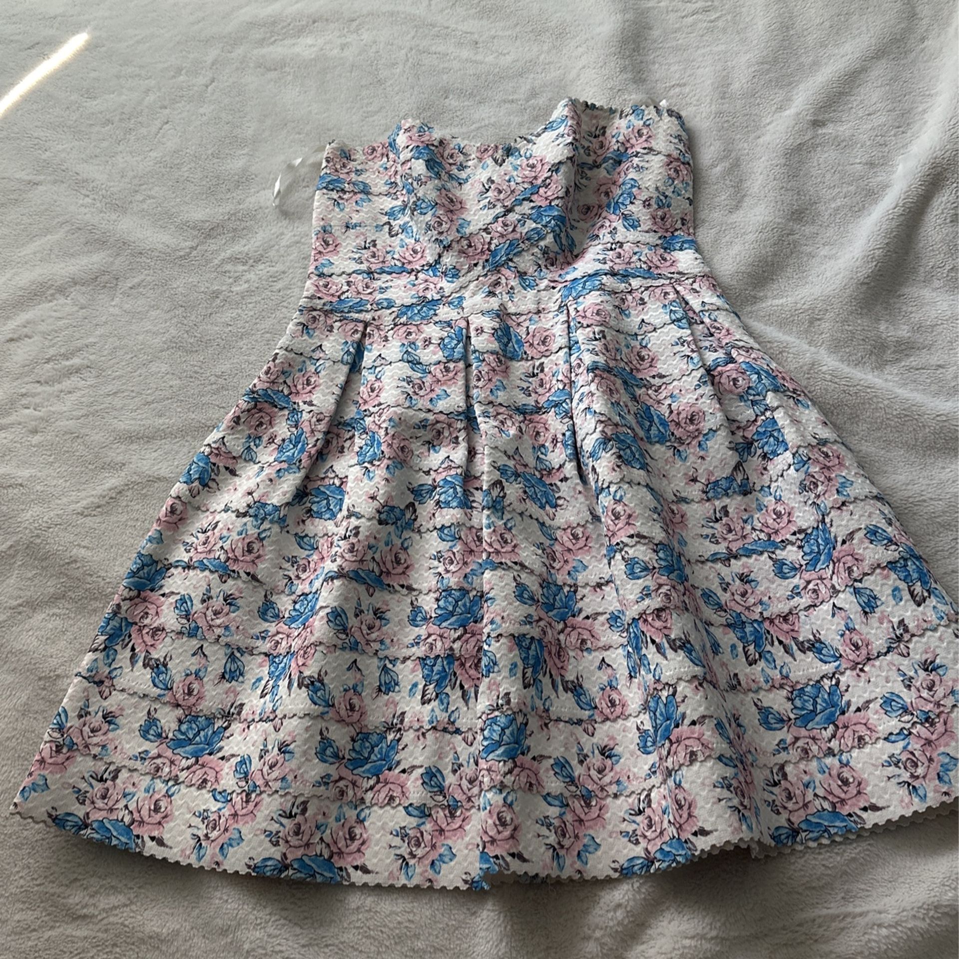 Cute Flowery Pink And blue Dress 